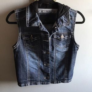 Jean vest with black hood